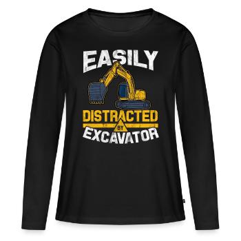 Bagger - Frauen Premium Bio Langarmshirt - Schwarz - Vorne - Julia (174cm)