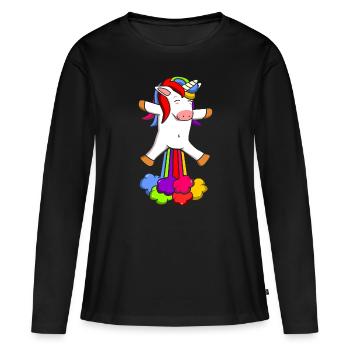 Farting Fart Farting Unicorn Funny - Women's Premium Organic Long Sleeve Shirt - black - Front - Julia (174cm)