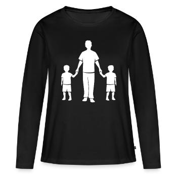 Papa papa - T-shirt manches longues Premium bio Femme - noir - Devant - Julia (174cm)