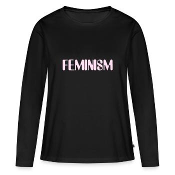 féminisme - T-shirt manches longues Premium bio Femme - noir - Devant - Julia (174cm)
