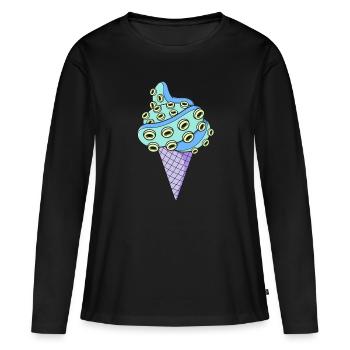 Japanische Pastel Goth Creepy Tentakel Eiscreme - Frauen Premium Bio Langarmshirt - Schwarz - Vorne - Julia (174cm)