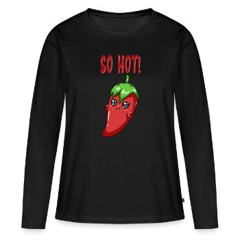 Mignon Chilli Chica So Hot Poivrons Drôles - T-shirt manches longues Premium bio Femme - noir - Devant - Julia (174cm)