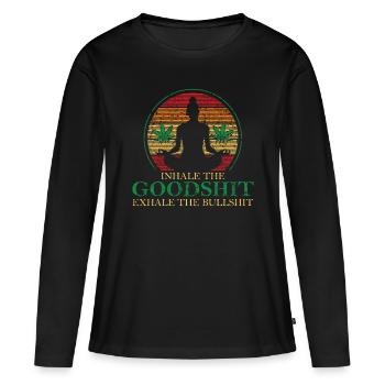 Cadeau de méditation de yoga THC commun cannabis cannabis - T-shirt manches longues Premium bio Femme - noir - Devant - Julia (174cm)