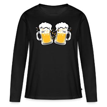 02 Deux mesures de gouttes de bière à griller 3c - T-shirt manches longues Premium bio Femme - noir - Devant - Julia (174cm)