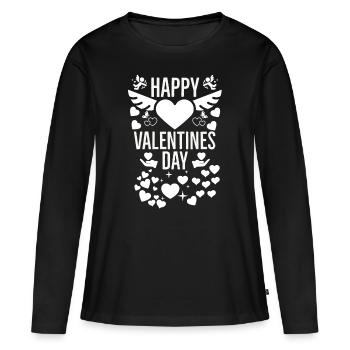 La Saint-Valentin, la Saint-Valentin, la Saint-Valentin - T-shirt manches longues Premium bio Femme - noir - Devant - Julia (174cm)