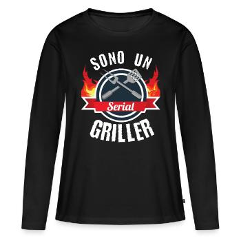 Griller série Sono et - T-shirt manches longues Premium bio Femme - noir - Devant - Julia (174cm)