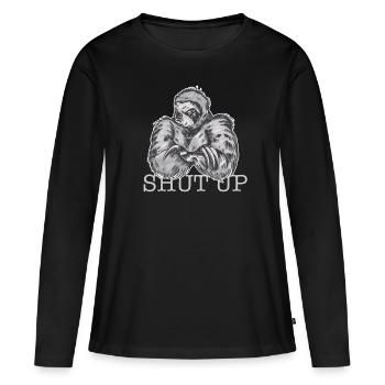 Bad Sloth Shut up - T-shirt manches longues Premium bio Femme - noir - Devant - Julia (174cm)