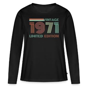 1971 année de naissance anniversaire naissance naissance - T-shirt manches longues Premium bio Femme - noir - Devant - Julia (174cm)
