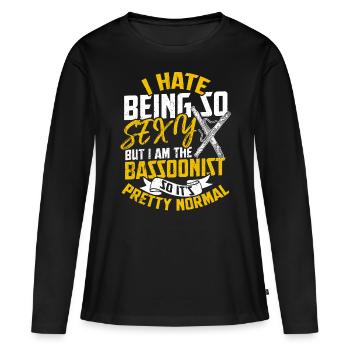 Fagott Musikschule Instrument Fagottist Tenor - Frauen Premium Bio Langarmshirt - Schwarz - Vorne - Julia (174cm)