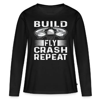Drones Pilot Quadricopter Cadeau Multicopter - T-shirt manches longues Premium bio Femme - noir - Devant - Julia (174cm)