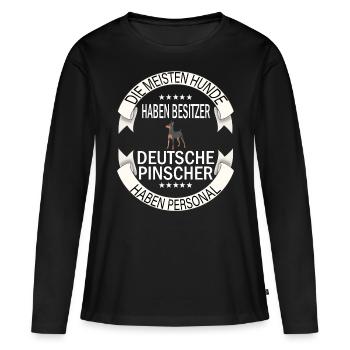 Deutsche Pinscher Hunde Pinschers - Frauen Premium Bio Langarmshirt - Schwarz - Vorne - Julia (174cm)