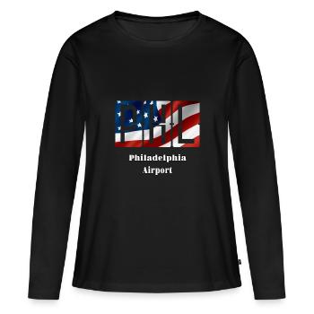Flughafen Philadelphia - Frauen Premium Bio Langarmshirt - Schwarz - Vorne - Julia (174cm)