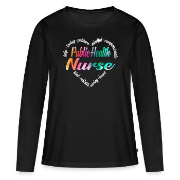 Infirmière en santé publique - T-shirt manches longues Premium bio Femme - noir - Devant - Julia (174cm)