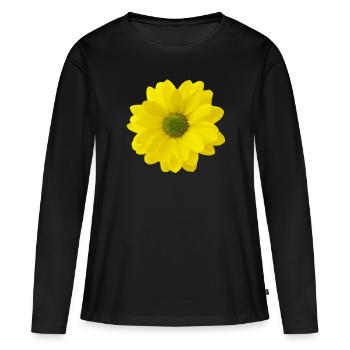 Fleur jaune - T-shirt manches longues Premium bio Femme - noir - Devant - Julia (174cm)