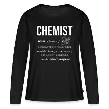 Chemie Alchemie Biochemie Formel Molekül Proton - Frauen Premium Bio Langarmshirt - Schwarz - Vorne - Julia (174cm)