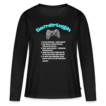 Cadeau drôle de logique gamer logique gamer - T-shirt manches longues Premium bio Femme - noir - Devant - Julia (174cm)