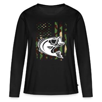 Fishing camouflage - Women's Premium Organic Long Sleeve Shirt - black - Front - Julia (174cm)