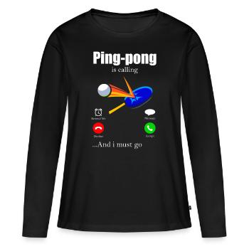 Ping-Pong - Frauen Premium Bio Langarmshirt - Schwarz - Vorne - Julia (174cm)