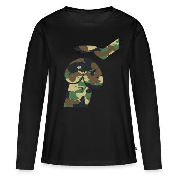 Dirty Mind Dog Dick - Pénis de camouflage - T-shirt manches longues Premium bio Femme - noir - Devant - Julia (174cm)