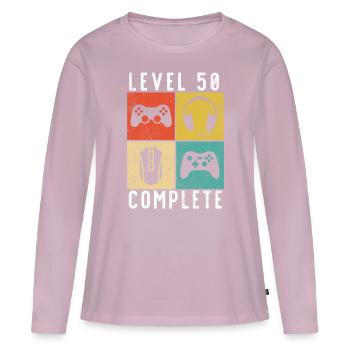 50. Geburtstag Level Complete Gaming - Frauen Premium Bio Langarmshirt - Altrosa - Vorne - Julia (174cm)