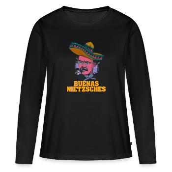 Le design de Buenas Nietzsche pour un philosophe - T-shirt manches longues Premium bio Femme - noir - Devant - Julia (174cm)