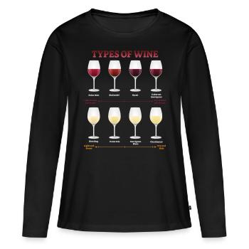 Vin vin blanc types de vin vin rouge vin vinificateur cadeau - T-shirt manches longues Premium bio Femme - noir - Devant - Julia (174cm)