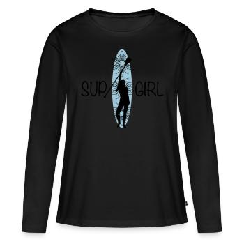 SUP Girl Stand Up Paddling - Frauen Premium Bio Langarmshirt - Schwarz - Vorne - Julia (174cm)