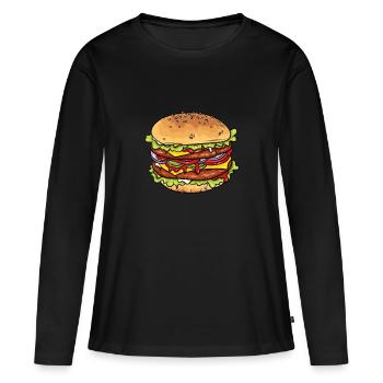 Burger - Frauen Premium Bio Langarmshirt - Schwarz - Vorne - Julia (174cm)