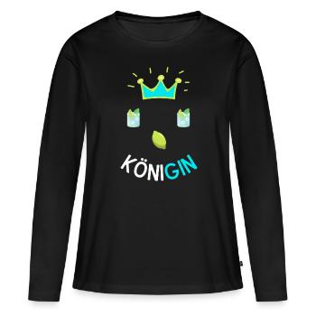 Gin KöniGin Lustiger Gin Spruch Gin Cocktail - Frauen Premium Bio Langarmshirt - Schwarz - Vorne - Julia (174cm)