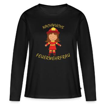 jeune pompier extinction des jeunes pompiers - T-shirt manches longues Premium bio Femme - noir - Devant - Julia (174cm)