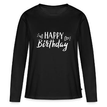 joyeux anniversaire - T-shirt manches longues Premium bio Femme - noir - Devant - Julia (174cm)
