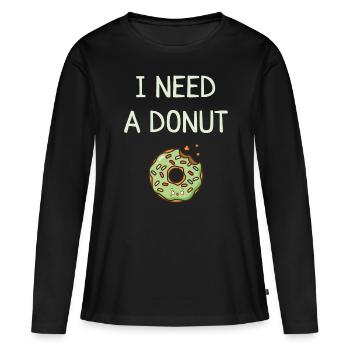 Donut - T-shirt manches longues Premium bio Femme - noir - Devant - Julia (174cm)