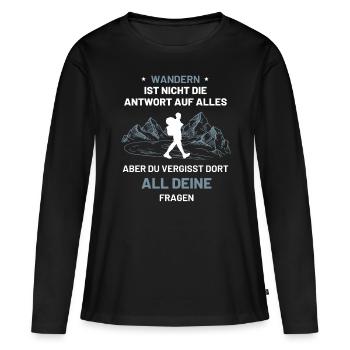 Wandern Wanderer Geschenk Wandershirt - Frauen Premium Bio Langarmshirt - Schwarz - Vorne - Julia (174cm)