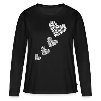 Hundepfoten Herz - Frauen Premium Bio Langarmshirt - Schwarz - Vorne - Julia (174cm)