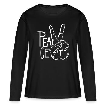 Peace Zeichen - Frauen Premium Bio Langarmshirt - Schwarz - Vorne - Julia (174cm)