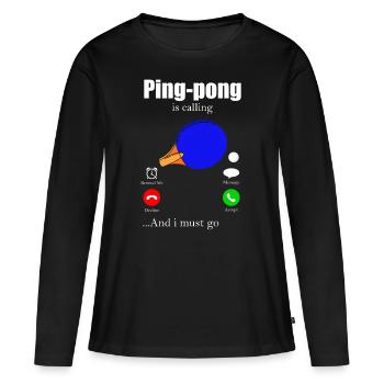 Ping-Pong - Frauen Premium Bio Langarmshirt - Schwarz - Vorne - Julia (174cm)