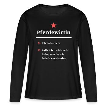 Pferdewirtin Pferdewirt Pferdenärrin Reiterin - Frauen Premium Bio Langarmshirt - Schwarz - Vorne - Julia (174cm)
