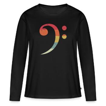 Vintage Bassschlüssel Bass Gitarre Bassist Band - Frauen Premium Bio Langarmshirt - Schwarz - Vorne - Julia (174cm)