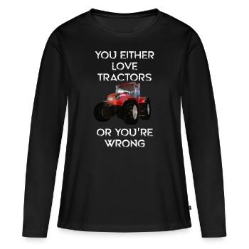 Farmer Trecker Tractor - Women's Premium Organic Long Sleeve Shirt - black - Front - Julia (174cm)