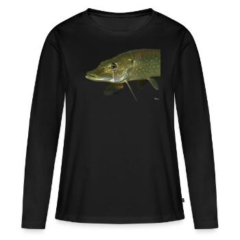 Brochet - T-shirt manches longues Premium bio Femme - noir - Devant - Julia (174cm)