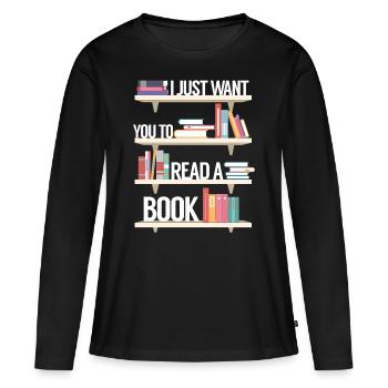 Lire la littérature - T-shirt manches longues Premium bio Femme - noir - Devant - Julia (174cm)