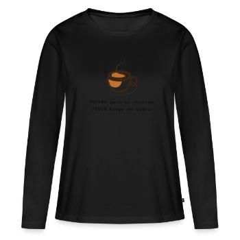 Message chrétien positif - T-shirt manches longues Premium bio Femme - noir - Devant - Julia (174cm)
