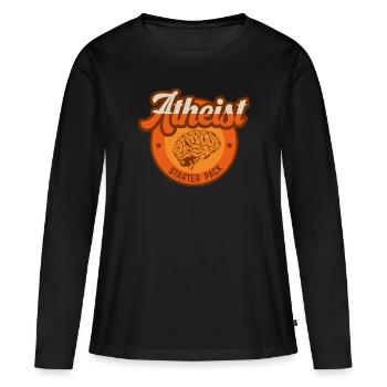 Pack de démarrage athée pour un athée - T-shirt manches longues Premium bio Femme - noir - Devant - Julia (174cm)