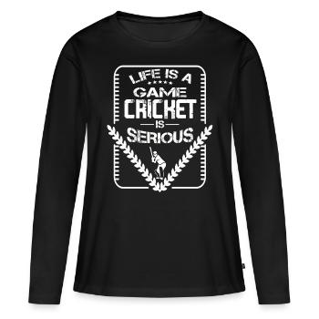 Cricket Sport Cricketspieler Sport Cricket - Frauen Premium Bio Langarmshirt - Schwarz - Vorne - Julia (174cm)