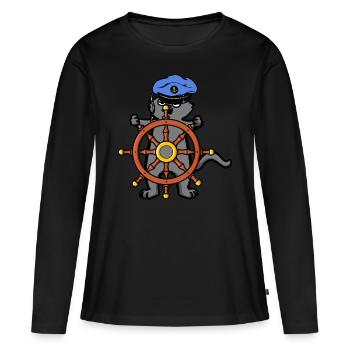 Volant Nautique Coast Ship Travel - T-shirt manches longues Premium bio Femme - noir - Devant - Julia (174cm)