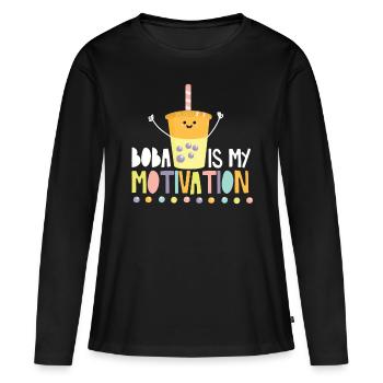 Bubble Tea - T-shirt manches longues Premium bio Femme - noir - Devant - Julia (174cm)