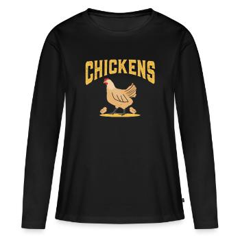 Poulets poulets poules élevage de poules poules poules - T-shirt manches longues Premium bio Femme - noir - Devant - Julia (174cm)