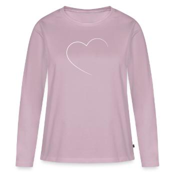 Coeur En blanc - T-shirt manches longues Premium bio Femme - rose poudré - Devant - Julia (174cm)