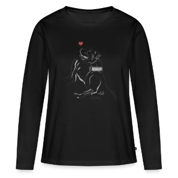 Pit Bull amateur de chien chien chien chien de combat amour - T-shirt manches longues Premium bio Femme - noir - Devant - Julia (174cm)