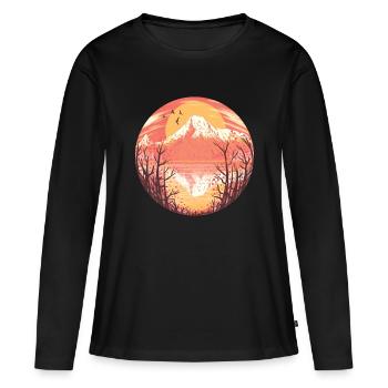 Volcan soleil levant soleil lac panorama - T-shirt manches longues Premium bio Femme - noir - Devant - Julia (174cm)